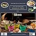 Egg Poacher - Skoo Silicone Egg Poaching Cups + Lids + Ebook - Egg Cooker Set - Perfect Poached Egg Maker - For Stove Top, Microwave and Instant Pot (Green, Red, Yellow, Turquoise, Dark Blue)