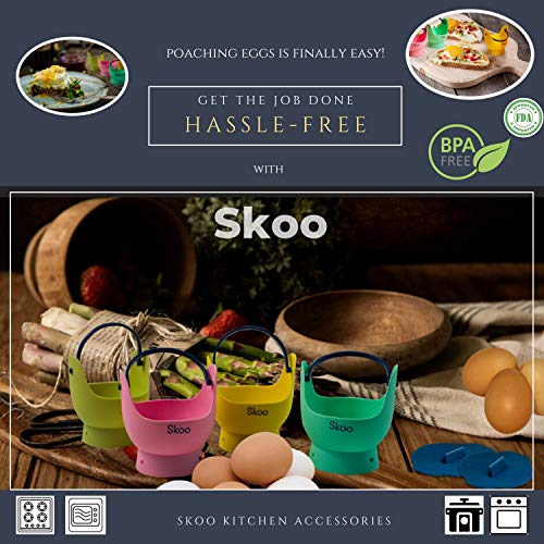 Egg Poacher Skoo Silicone Egg Poaching Cups + Lids + Ebook Egg