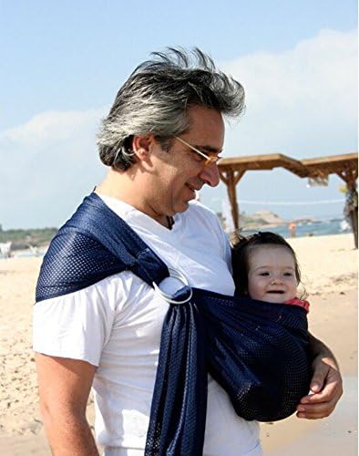 Baby Ring Sling Carrier,Adjustable Nylon Mesh Fabric Warp for Newborn,Dark Blue