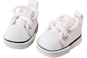TOU-BEGUIN Doll Shoes Accessories, Mini Shoes for Dolls (No Doll), Cute Clothes Outfit Set Canvas Shoes Suitable for 15cm 17cm Doll, Dress Up Doll Clothing Shoes Set Replacement White
