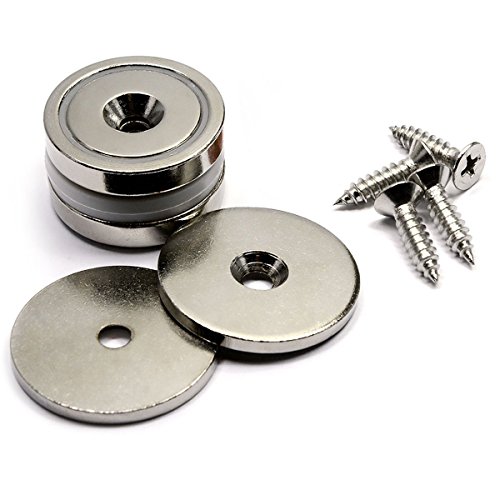 UPC 857671001443, 2 Packs of CMS Magnetics Neodymium Cup Magnets with up to 88 LBS Pull Capacity Each - 1.26&quot; Diameter - Strikers and Stainless Screws are Included