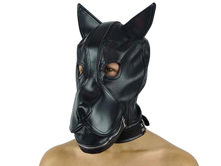 Petplay Hundemaske mit Knebel schwarz Hunde Maske Hund Dog Slave