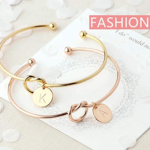Scelet Bridesmaids Gift Tie The Knot Single Initial Letters Personalized Charms Bracelet Bangle Wedding Jewelry