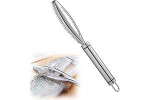 MINTIML Fish Scales Scraping Tool, Multifunction Stainless Steel Fish Scale Knife Fish Cleaning Kit,Fish Scaler Remover Fish Descaler Sawtooth for Home Market Restaurant (1 PCS)
