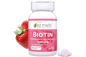 EZ Melts Dissolvable Biotin 5,000 mcg, Hair, Skin & Nail Support, Sugar-Free, 3-Month Supply - 1 Pack