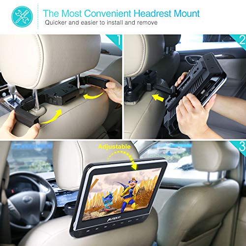 PUMPKIN 10.1 Inch Headrest Car DVD Player with Free Headphone, Support 1080P Video, HDMI Input, AV in Out, Region Free, USB SD, Mounting Brackets Included - Thumbnail 4