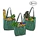 Simple Ecology Organic Cotton Deluxe Reusable Grocery Shopping Bag with Bottle Sleeves and Rigid Bottom Support (UPDATED DESIGN) - Green 3 Pack