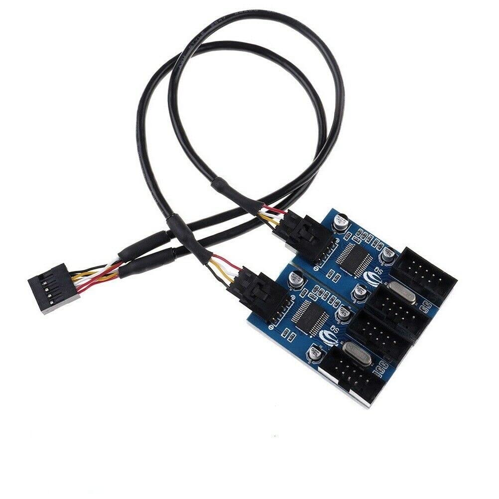 Multibao USB 2.0 Splitter Cable Connector for Motherboard, 9 Pin USB Header Male 1 to 4 Female Extension Splitter Adapter Port Multiplier for CPU 30cm