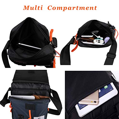 JAKAGO Waterproof Messenger Bag Shoulder Crossbody Bag Mobile Phone Pouch Passport Holder Mens Purse Bag 10.1 inch Tablet Bag Work Field Bag for Travel Hiking Camping Outdoor Sport (Dark Blue) - Thumbnail 4