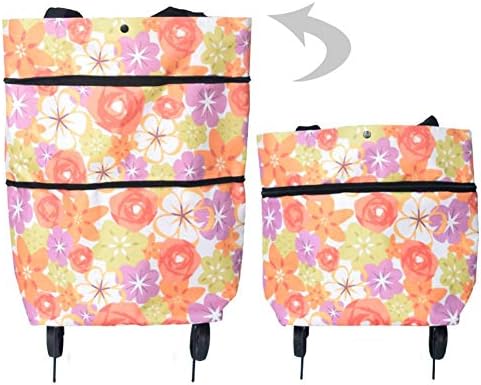 circulor Shopping Trolley Bag, Oxford Protable Folding Reusable Grocery Shopping Cart Bag With Wheels Trolley Bags Travel Storage Package, Green