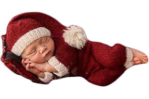 Vedory Christmas Newborn Baby Photo Shoot Props Outfits Crochet Clothes Santa Claus Red Hat Pants Photography Props