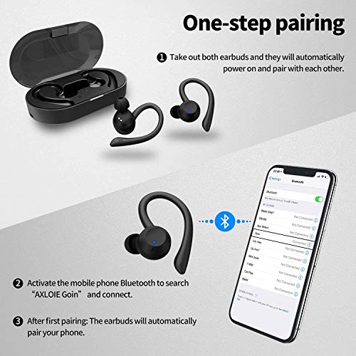 Axloie Wireless Earbuds Sport, [Upgraded] Bluetooth 5.0 Headphones True Wireless Premium Deep Bass IPX7 Waterproof 25H Playtime in-Ear TWS Stereo Earphones with Charging Case for Running Gym Workout