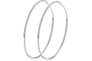 KOKOMA Chic 925 Sterling Silver Big Hoop Earrings Minimalist Round Circle Endless Large Huggie Hoops Statement Earrings 50/60/70/90mm Hypoallergenic Fashion Jewelry Gifts for Women Girls