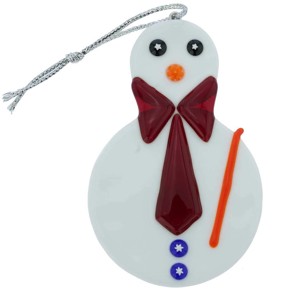 Glass Of Venice Murano Glass Snowman Christmas Ornament - Red