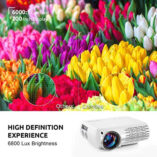 Crenova Home Video Projector, 6800 Lux Full HD Movie Projector, 200' Display LED Outdoor Projector 1080P Supported, Home… - Image 3