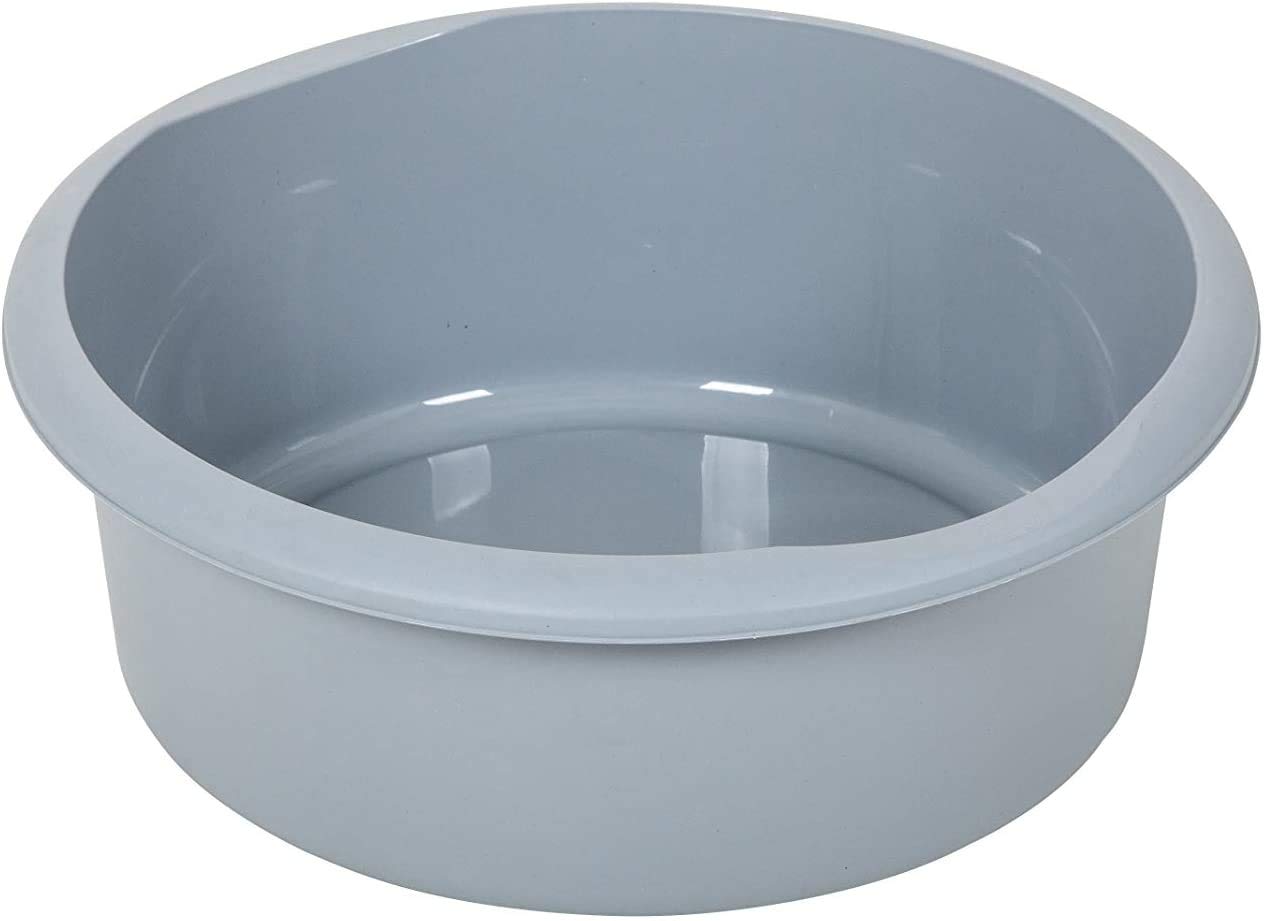Addis 518458 Eco Made from 100% Plastic Round Washing Up Bowl, 7.7 Litre, Recycled Light Grey, 34 x 34 x 13cm