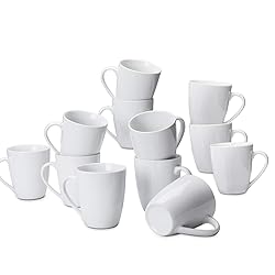 Amazon Basics Porcelain, 12 oz Coffee Mug Set, 12