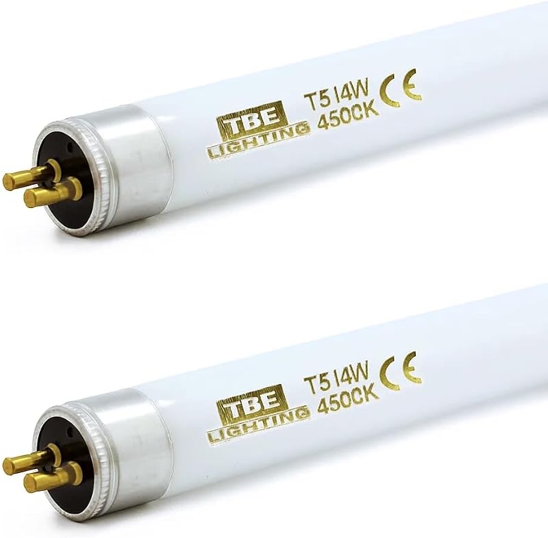 TBE Lighting 14W T5 Fluorescent Tube 549mm G5 Base 2 Pack Cool White 4000-4500K