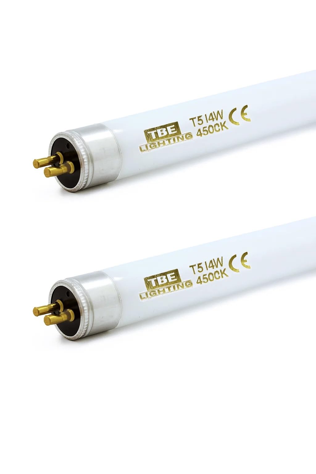 TBE LIGHTING T5 14w Fluorescent Tube Lamps 549mm - CFL Bulbs - G5 2-Pin Base Fittings - T5 High Efficiency Lamps, Cool White 4000-4500K (2-Pack)