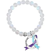 UJIMS Suicide Prevention Awareness Gifts Purple and Teal Ribbon Bracelet Mental Health Jewelry Depression Awareness Gift