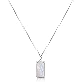 Crysdue 925 Sterling Silver Natural Stone/Opal/Moonstone Pendant Necklace Meaningful Jewelry for Women Mothers Day Birthday Christmas