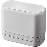 Sooyee Bathroom Trash Can with Lid, 2.4 Gallon Slim Trash Bin, Small Plastic Waste Basket, 10 L Narrow for Bedroom, Kitchen, Office, White