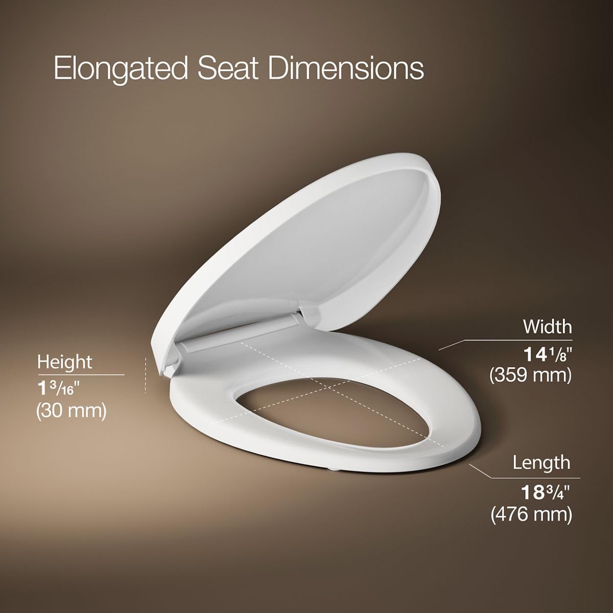 KOHLER 10349-0 PureWarmth Heated Elongated Toilet Seat, Soft Close Toilet Seat, Quiet-Close, Slow Close, Night Light, White