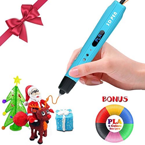 3D Printing Pen for Kids ,Todoxi 3D Drawing Doodle Pen with LED Display and Model Making Arts and Crafts, Including 6 Colors 2M PLA Filament Refills, Creative Christmas Gift for Kids / Adults