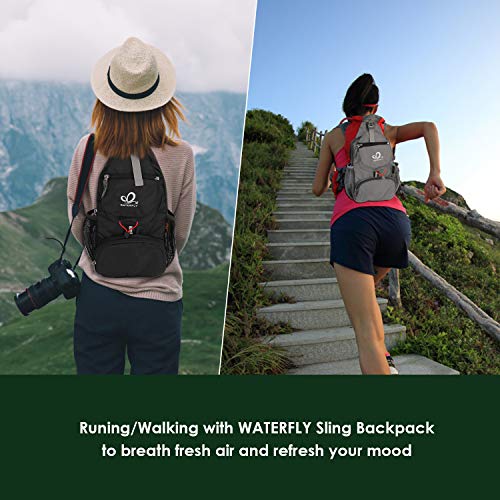 WATERFLY Packable Small Crossbody Sling Backpack Shoulder Chest Bag