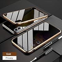 Aguoxing Phone Privacy Glass Case, Double Sided Glass Slim Mirror, Anti-Peep Magnetic Phone Case Protective Cover for iPhone6 plus/6s Plus 5.5nch, Golden