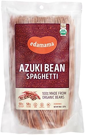 Edamama, Pasta made from beans | 100% organic, Non-GMO, High Protein &amp; Fiber, Vegan, Gluten Free Noodles (Azuki Bean, 1 Pack)