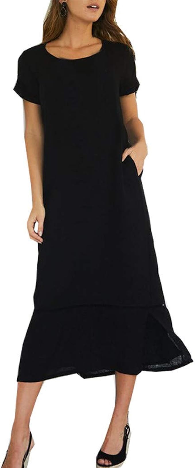 plain black flowy dress