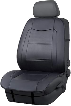 Amazon Amazonベーシック レザーシートカバー デラックス サイドレス ユニバーサルフィット ヘッドレストなし ブラック フロアマット 車 バイク