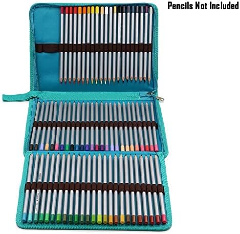 72 Pencil Case Holder, TopRay 3-Layer Artist Pencil Bag with Zipper for Watercolor Pens, Crayon, Color Gel Pen (Pencils NOT Included) (Blue)