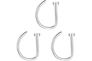 HOCEGCUY D Shaped Fake Nose Ring Hoops Set, Silver Faux Nose Rings Nose Hoops, Septum Ring for Women