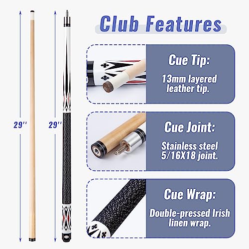 58-Inch Pool Cue Stick – 13mm Tip, 19 Or 20 Oz, 2-Piece Maple Design For Home Or Bar