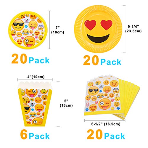MelonBoat Emoji Party Supplies Birthday Decorations Kit, Plates