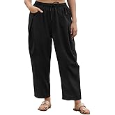 RITERA Plus Size Pants for Curvy Women Summer Palazzo Pants Drawstring Beach Harem Trouser Vacation Pants with Pockets XL-5XL