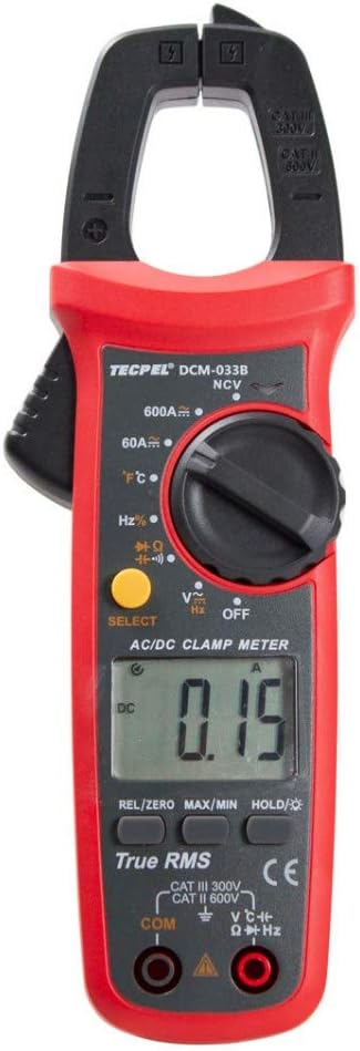 Tecpel 3999 Count 40A/ 400A Digital AC DC Current clamp Multimeters, Clamp Meter, Auto-Ranging Multimeter AC/DC voltmeter with Voltage, AC DC Amp, Volt, Ohm, Frequency and Resistance Test DCM-033A