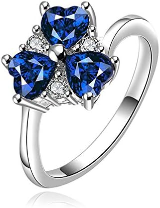 Love Triangle Blue American Diamond Hearts Platinum Plated American Diamond Stainless Steel Alloy Ring for Women & Girls