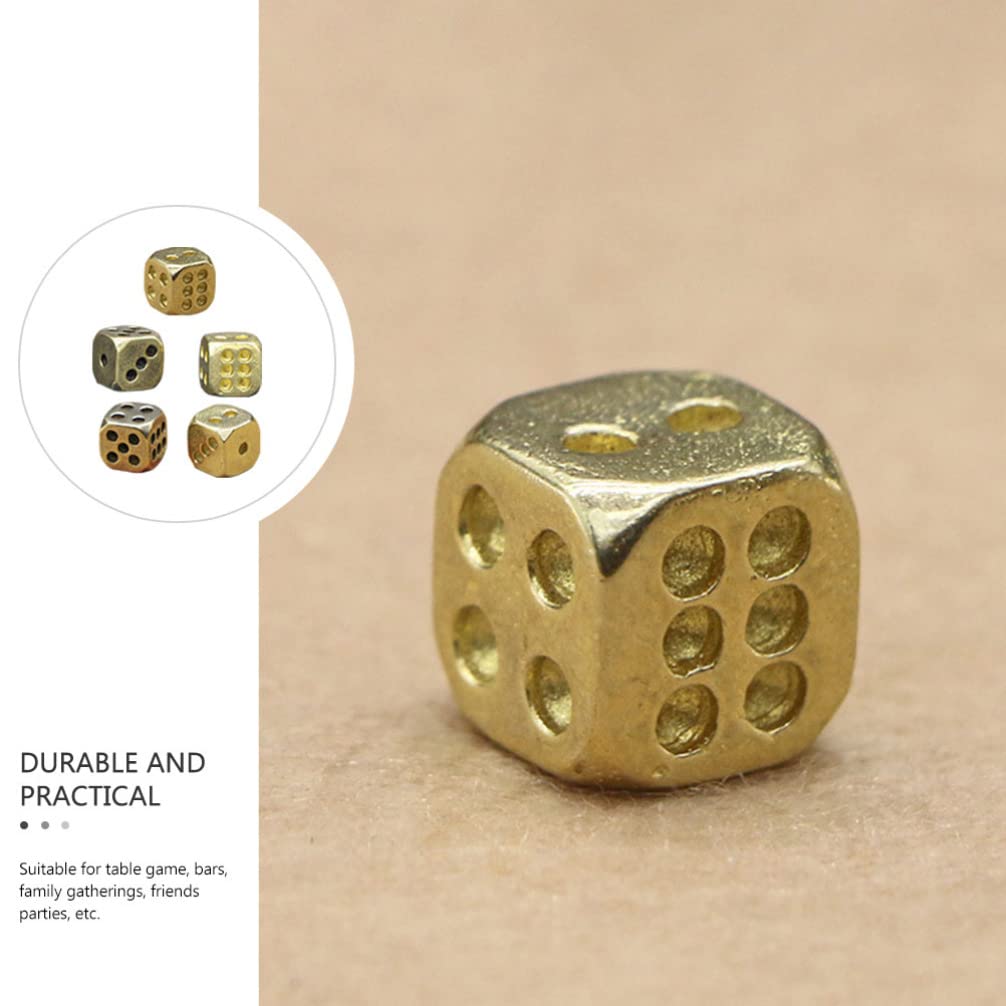 5Pcs Pure Copper dice Fancy 6 Sided dice Brass dice Unique 6 Sided dice Simple Small dicesdnd Stuff Board Game Antique dice Retro dice dice Silver dice d6 Vintage Accessories