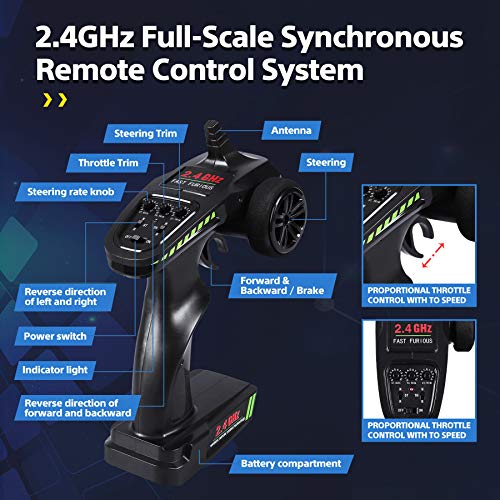 YEZI High Speed Remote Control Car for Kids Adults, 4WD OffRoad