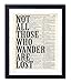 Not All Those Who Wander Are Lost Typography Vintage Dictionary Art Print, Antique Wall Art Home Decor, Modern Boho Poster, Farmhouse Decoration Living Room Bedroom Office 8x10 Inches, Ready To Frame