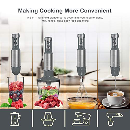 Immersion Blender Handheld Pro, 5in1 800W Small Hand Blenders Immersion Emulsion, Smart Stick