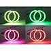 QiuKo 4pcs 60mm RGB Halo Rings Headlight Car Angel Eyes Motorcycle with 24 Keys Controller