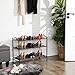 SONGMICS 3- Tier Slat Shoe Rack, Stackable and Expandable with Adjustable Shelves, Entryway Shoe Storage Organizer with Metal Frame ULMR13AX
