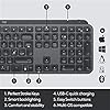 Logitech MX Keys Advanced Wireless Illuminated Keyboard, Tactile responsive Typing, Backlighting, Bluetooth, USB-C…