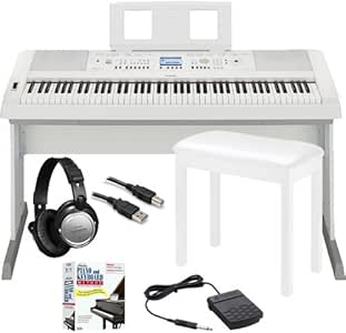 Amazon.com: Yamaha DGX-650 White Digital Piano LEARNING BUNDLE w/ Bench