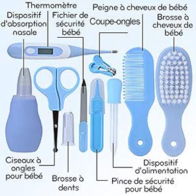 Trousse De Toilette Bébé Kit Confort De Premier Soin Pour Bébé Naissance Enfant Set Complet De Thermomètre Coupe Ongle Ciseaux Brosse Dent