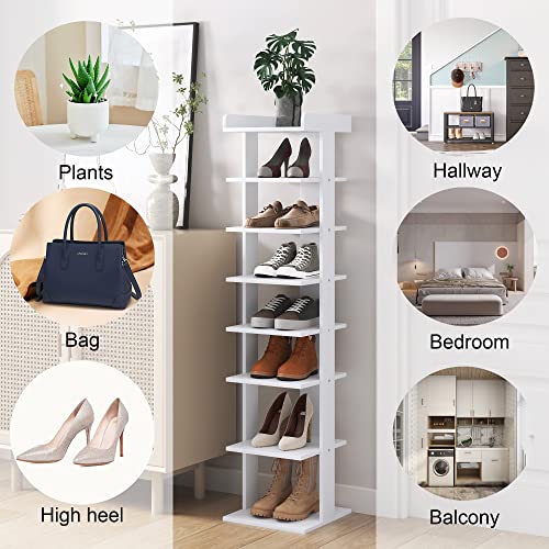 HOME BI 7 Tiers Vertical Shoe Rack, Tall Narrow Shoe Orgenizer,Skinny